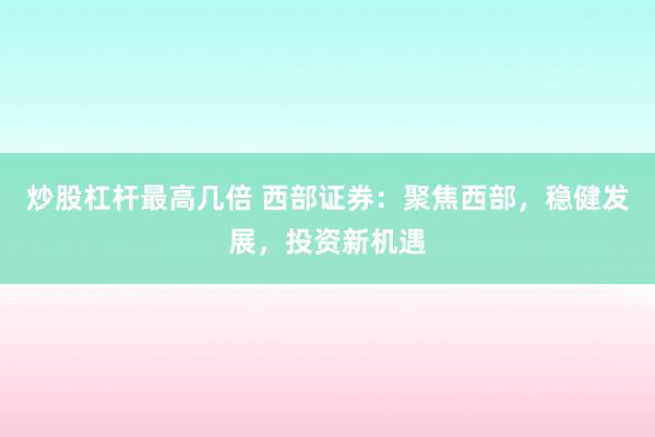 炒股杠杆最高几倍 西部证券：聚焦西部，稳健发展，投资新机遇