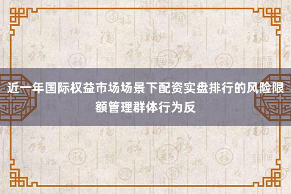 近一年国际权益市场场景下配资实盘排行的风险限额管理群体行为反