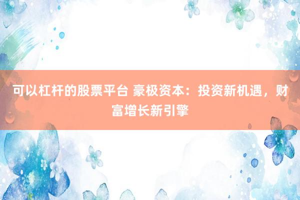 可以杠杆的股票平台 豪极资本：投资新机遇，财富增长新引擎