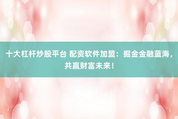 十大杠杆炒股平台 配资软件加盟：掘金金融蓝海，共赢财富未来！
