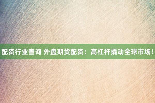 配资行业查询 外盘期货配资：高杠杆撬动全球市场！