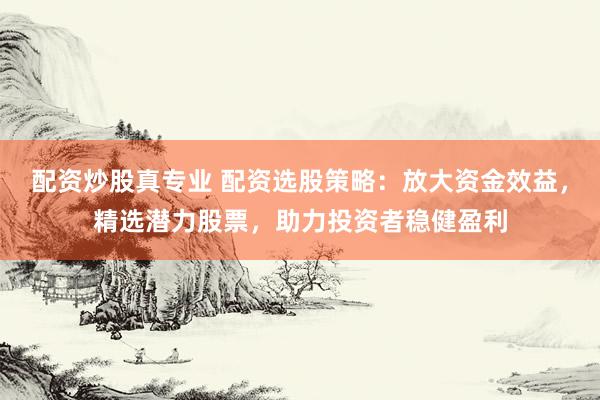 配资炒股真专业 配资选股策略:放大资金效益,精选潜力股票,助力投资者稳健盈利