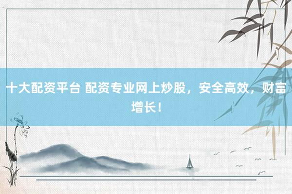 十大配资平台 配资专业网上炒股，安全高效，财富增长！